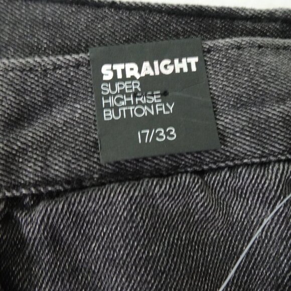 Rhinestone Jeans Simple Society Size 17 Gray Button Fly Cropped Straight Frayed - Picture 8 of 10